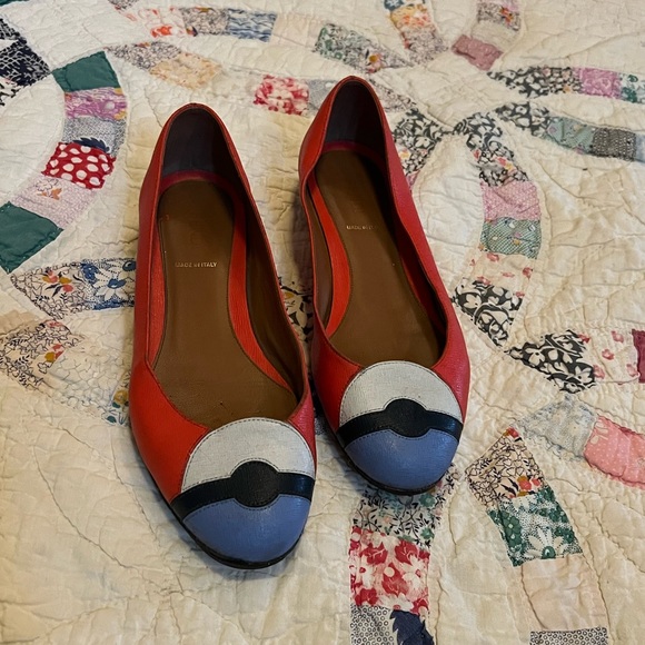 Vintage Fendi Geometric Leather Ballet Flats SZ 36.5 - Picture 4 of 7